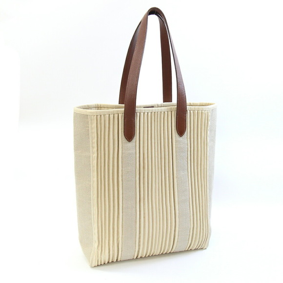 HERMES Handbags - Hermes Cabas Calicut Tote Bag, Canvas and Leather, Beige Brown, □L Stamp, Man...